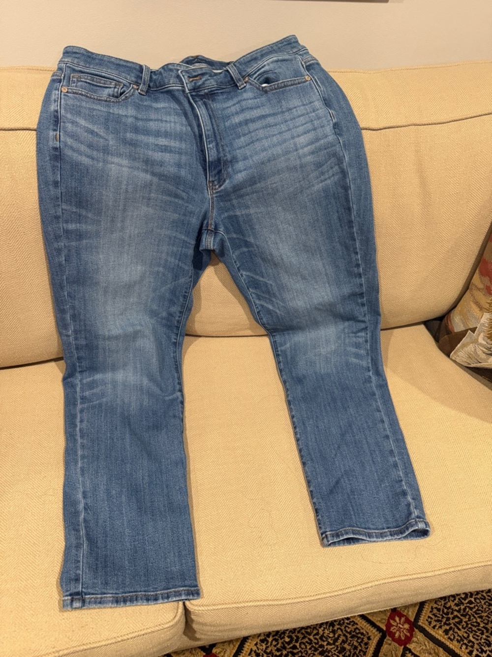 J.Jill relaxed boyfriend Women's Blue Denim Jeans - size 14 R